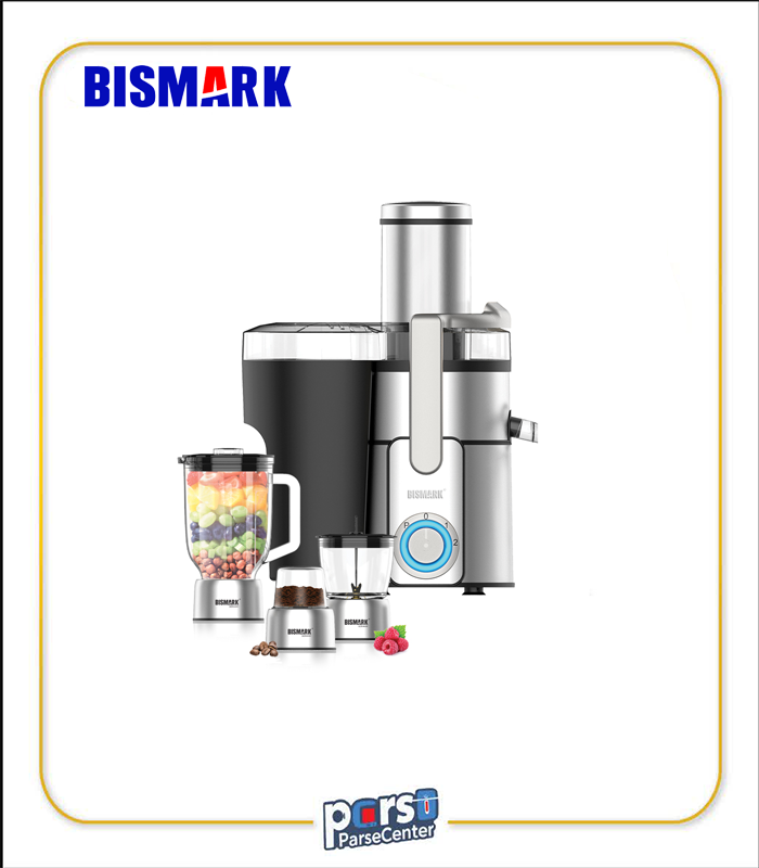 آبمیوه‌گیری چند کاره بیسمارک BMj350 با موتور 800 وات و ظرف شیشه‌ای