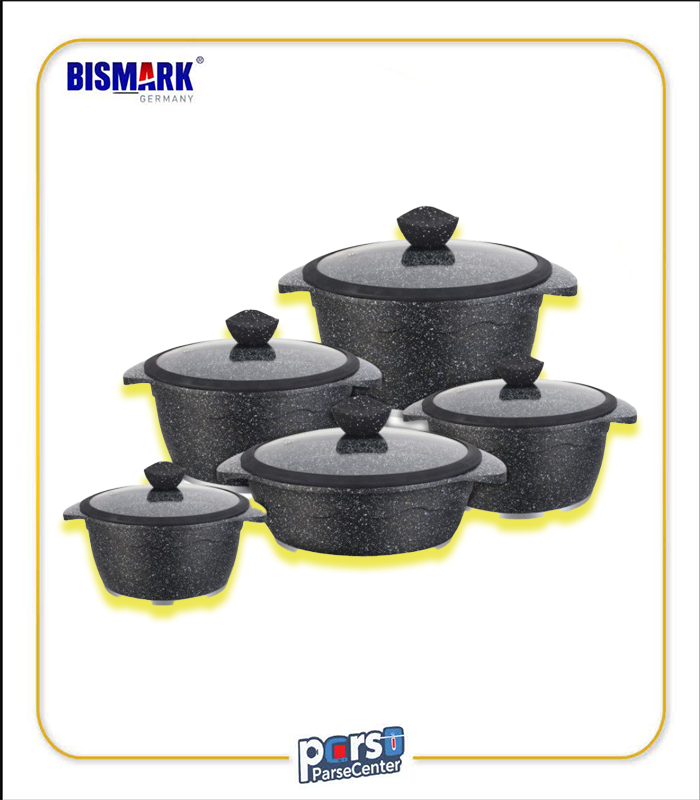 سرویس قابلمه ۱۰ پارچه بیسمارک مدل BM2006 با درب پیرکس